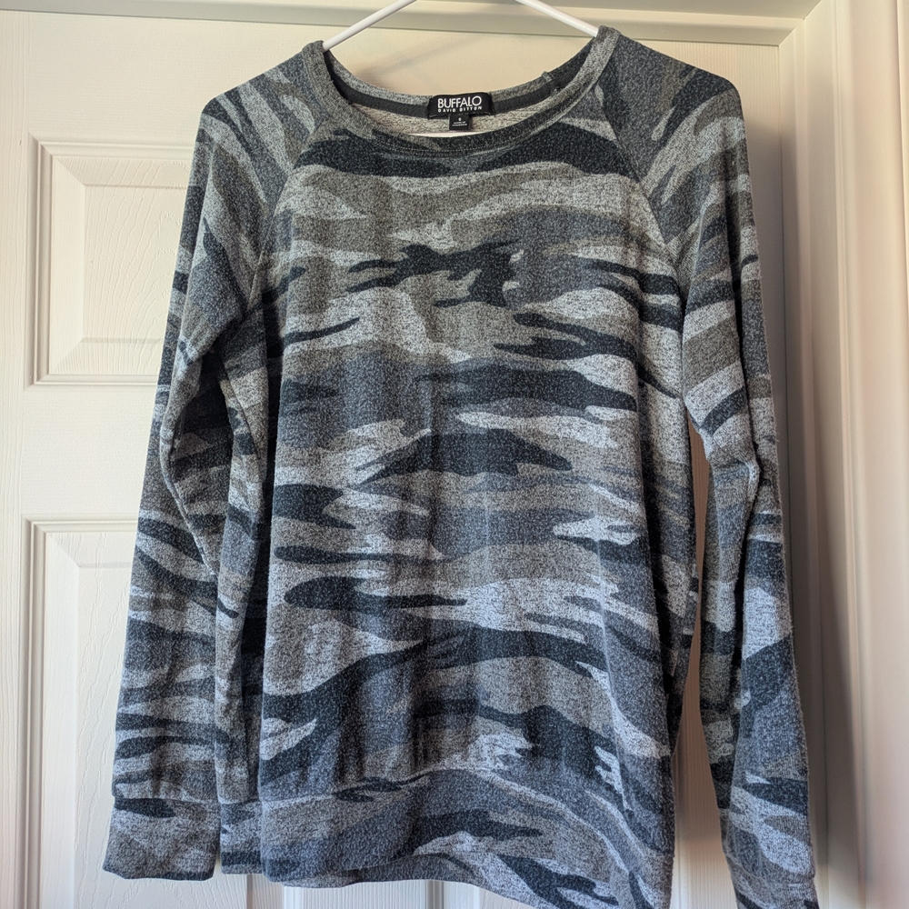Buffalo David Bitton Grey Camouflage Crewneck Sweatshirt